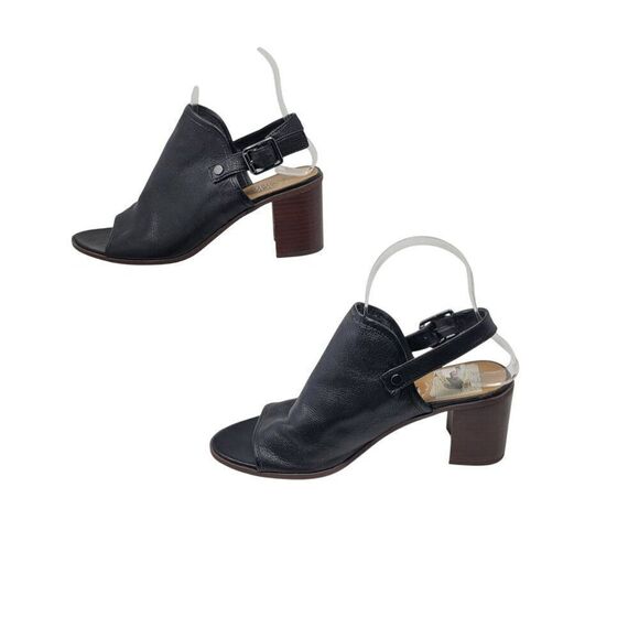 Franco Sarto Womens Humor Black Leather Block Heel Sling Back Sandals Sz 8 - Picture 5 of 11